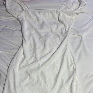 Windsor White Eyelet Midi Dress with Puff Sleeves